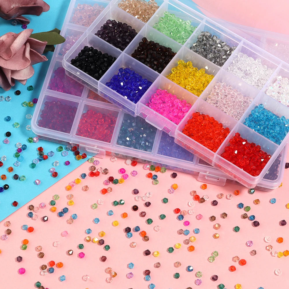 Faceted Glass Crystal Rondelle Bead Kit for Jewelry Making