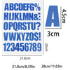 A set of DIY iron-on heat transfer patches showing uppercase letters and numbers for clothing