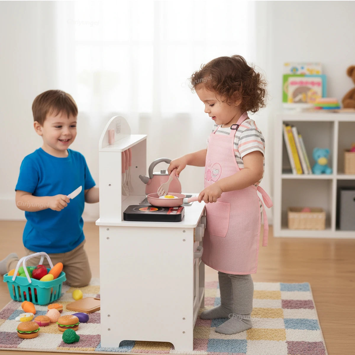 Kids Pretend Play Kitchen Toy Set with Pots, Pans & Utensils