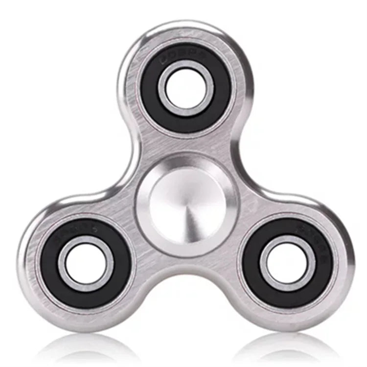 Silver aluminum alloy fidget spinner with four bearing holes