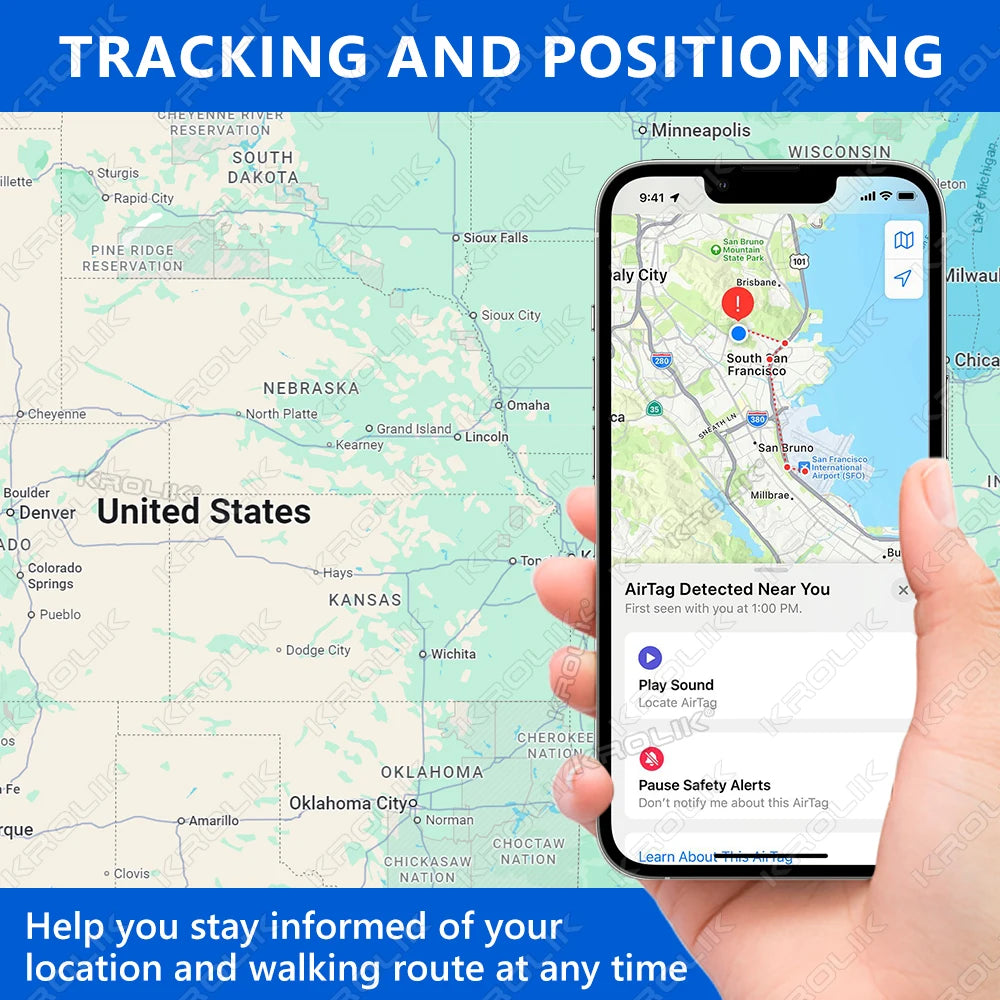 A smartphone displays a map showing tracking and positioning data, illustrating discreet GPS tracking insoles.