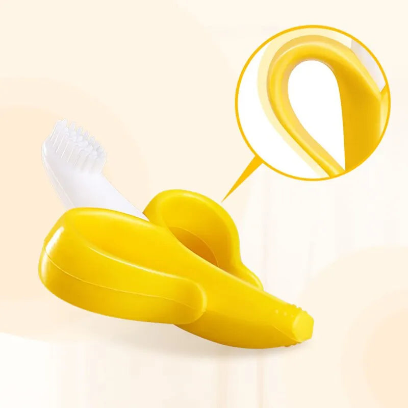 Banana-Shaped Silicone Baby Teether & Training Toothbrush