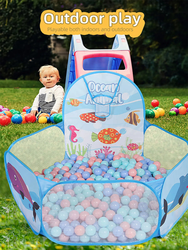 Foldable Kids Ball Pit with Basketball Hoop