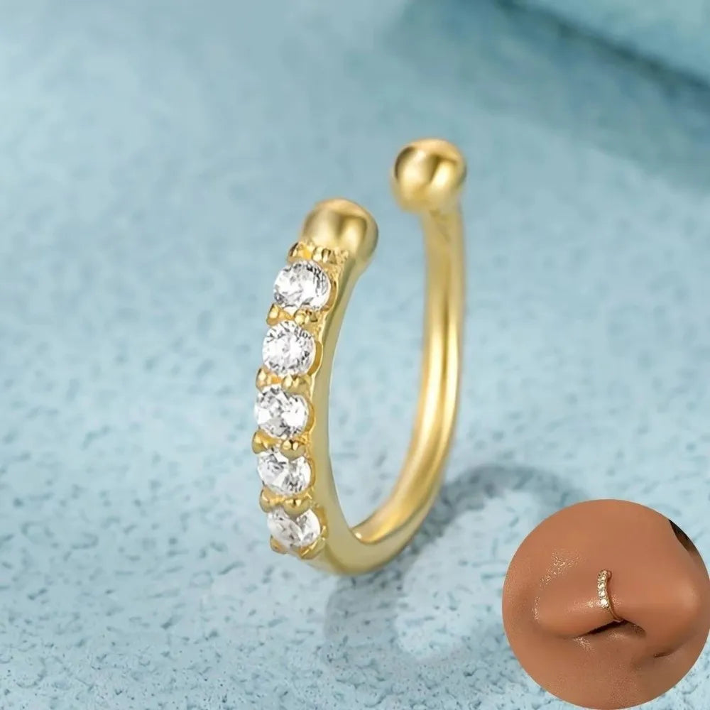 Adjustable Hypoallergenic Fake Nose Ring in Silver or Gold