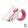 A white and pink 3D printed rotary finger slider fidget toy with colorful accents.