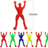 A set of ten red, green, blue, and yellow sticky wall climber toys for kids.