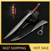A detailed replica of the Orcrist sword, a 22cm metal model of Thorin Oakenshield, displayed on a black background.
