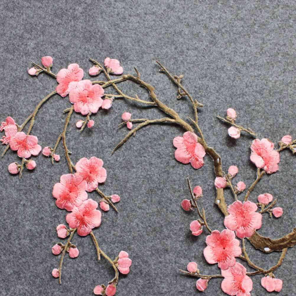 Plum Blossom Embroidered Applique Patch