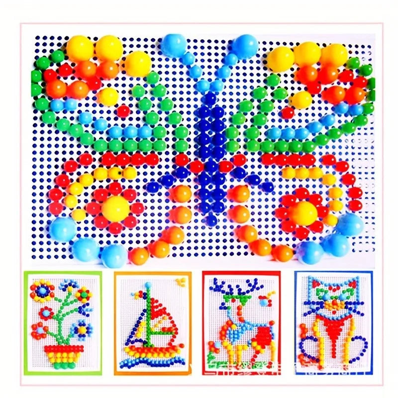 Pegboard Building Set – Colorful STEM Learning Toy with Beads and Rubber Stoppers