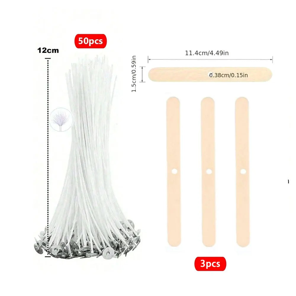 Cotton Candle Wicks Kit with Metal Stands (50-Piece)