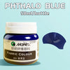 A bottle of Phthalo Blue fabric colour paint, 50ml per bottle, with a dark blue cap and label.
