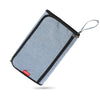 A light blue fabric storage bag for a portable 2-in-1 baby changing mat.