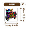A small A5 sized wooden jigsaw puzzle of a motorcycle.