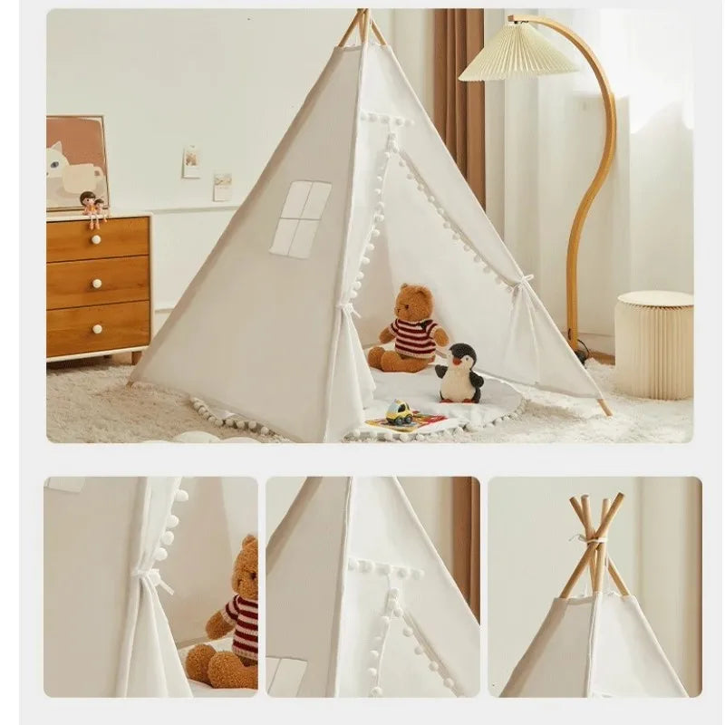 Kids' Foldable Teepee Play Tent with Curtains