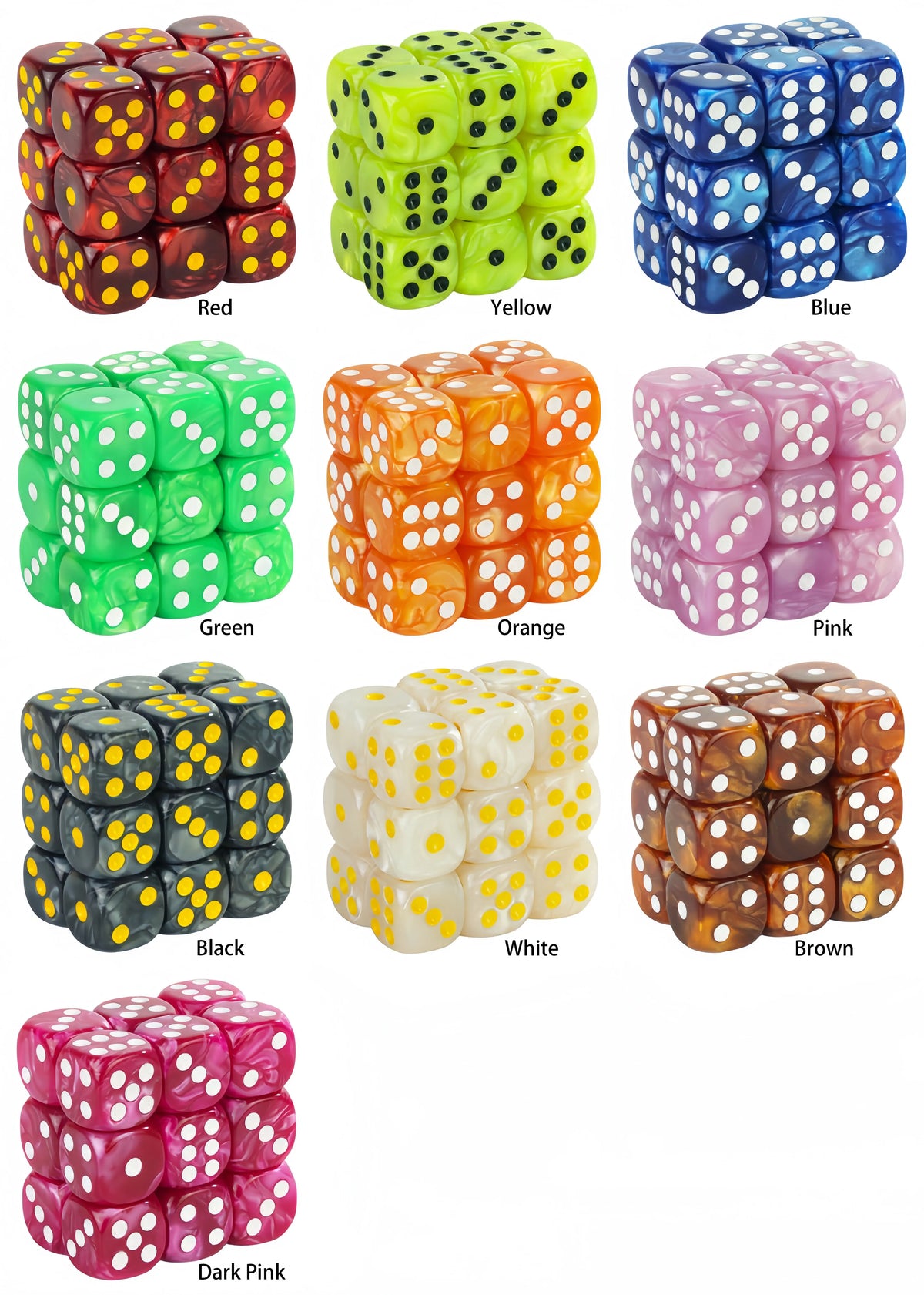 Marble Acrylic Dice Set – 16mm Round Corner Tabletop Dice