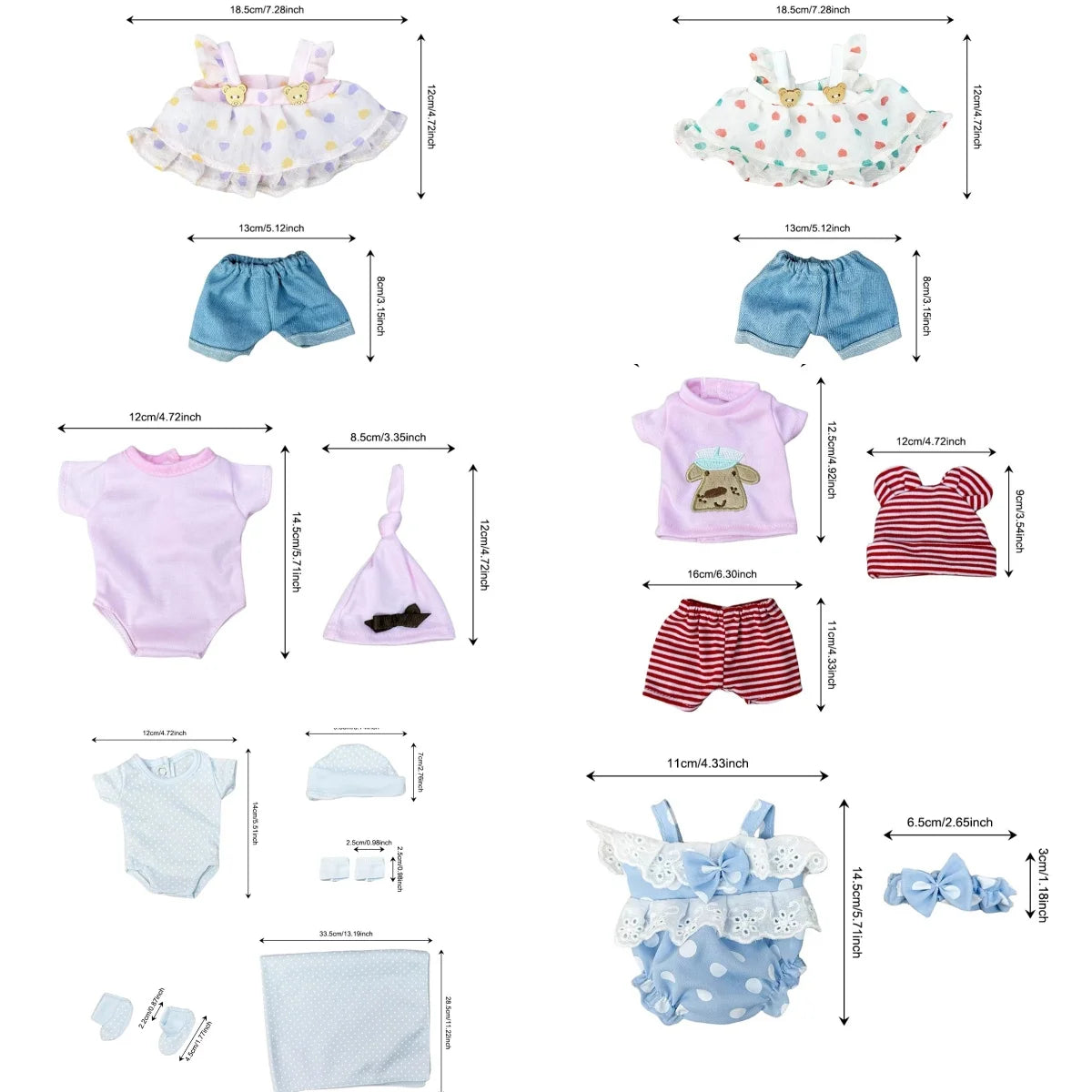 6-Piece Fashion Outfit Set for 10-Inch Reborn Dolls