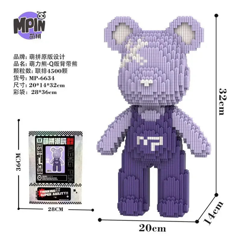 A purple star bear mini building block set featuring a detailed figure and packaging.
