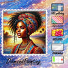An HD printing of an elegant female portrait featuring a woman with curly hair adorned in colorful fabric and gold jewelry.