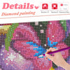 A close-up of a diamond painting grid showing various colored and patterned tiles for a kit.