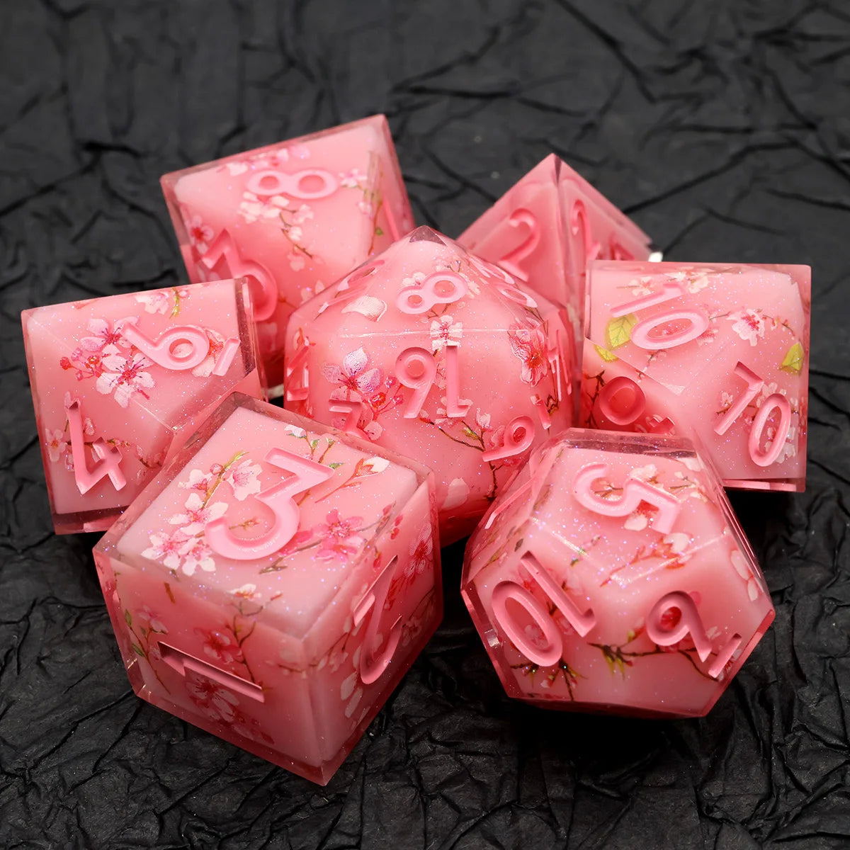 Handmade Resin Polyhedral Dice Set with Sharp Edges