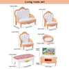 Dollhouse Furniture Set for Pretend Play – 3-Room Miniature Collection