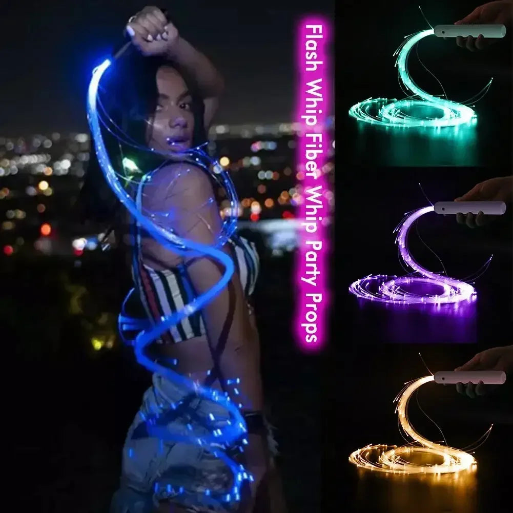 LED Fiber Optic Dance Whip with 7 Colors & 5 Modes