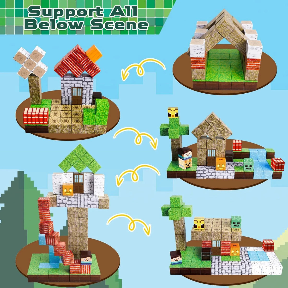 Magnetic Forest House Building Blocks Set