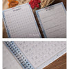 Three open copybooks showing various handwriting practice exercises and examples on lined paper