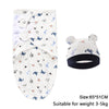 White cotton newborn swaddle blanket and hat set with small animal patterns suitable for 3-5kg
