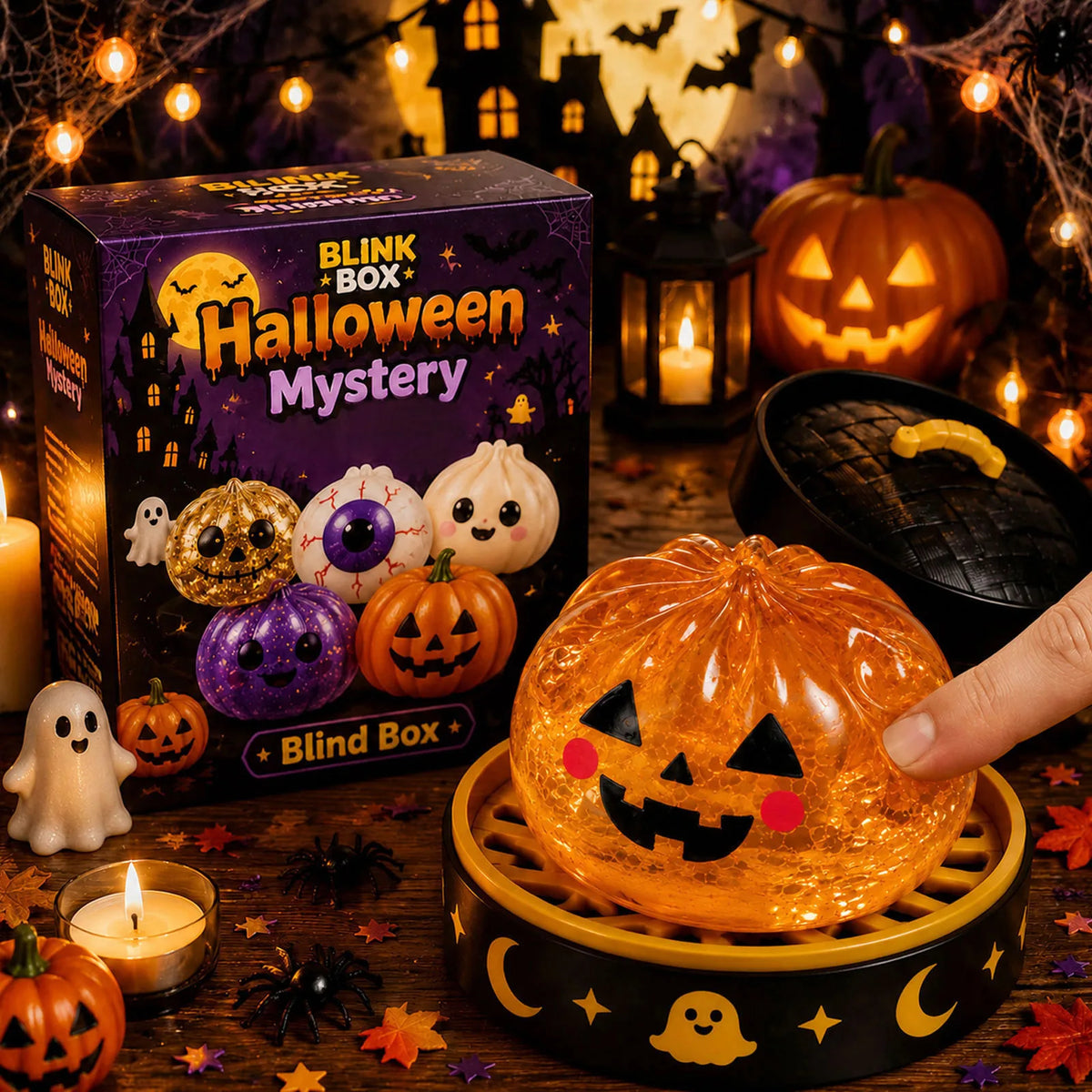 Halloween Mystery Squishy Fidget Toy — Glitter Pumpkin, Ghost & Skull Designs
