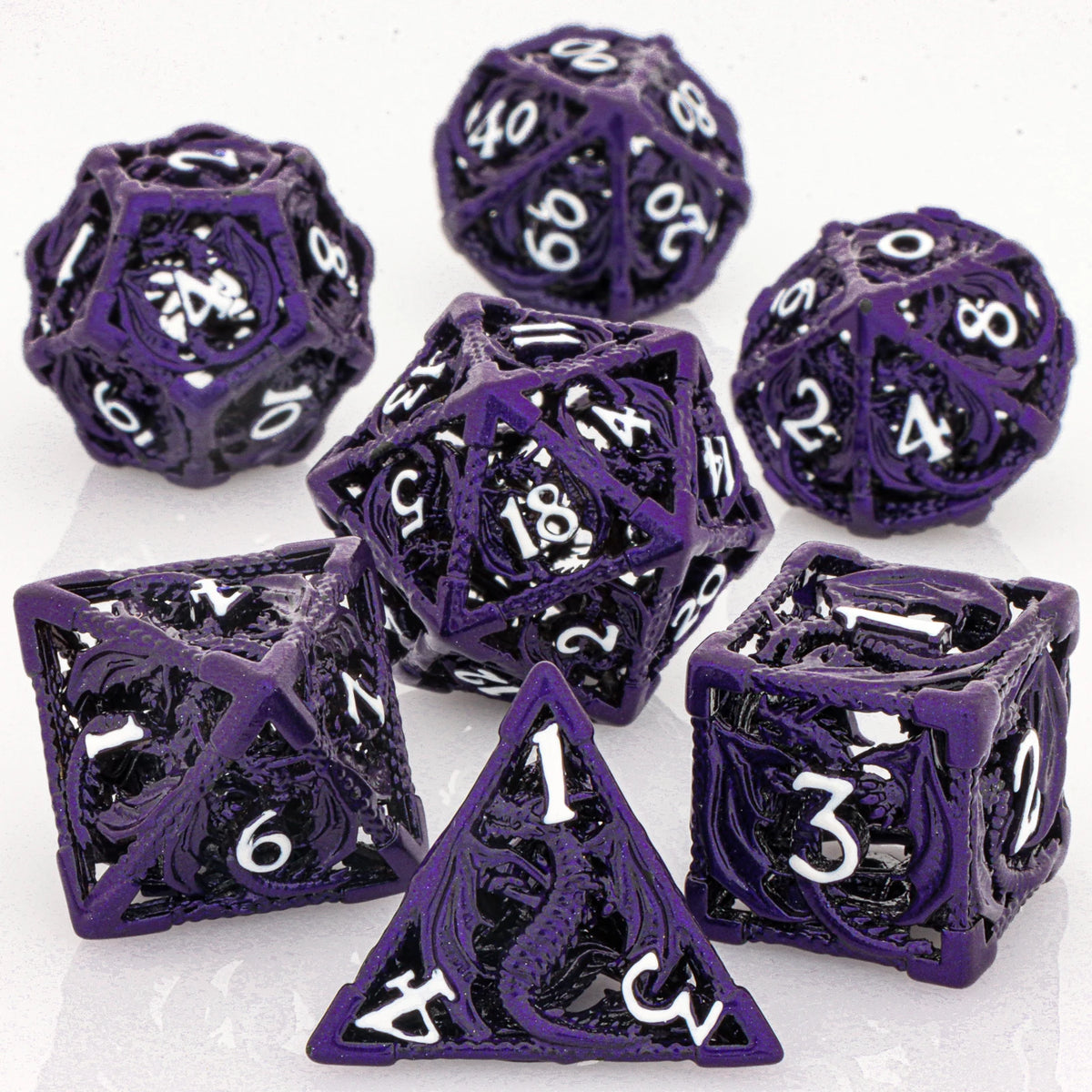 Hollow Metal Polyhedral Dragon Dice Set
