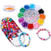 A colorful pony bead craft set featuring 12 colors of beads, letter beads, and elastic cord.