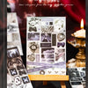 A collection of die-cut sticker sheets featuring skulls, bats, and other gothic imagery on a light background.