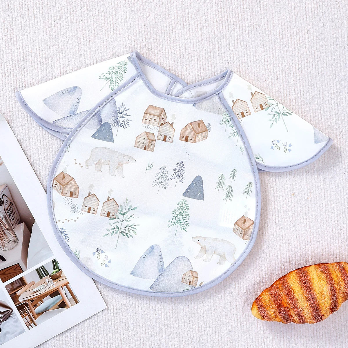 Waterproof Adjustable Baby Bib with Catch Pocket