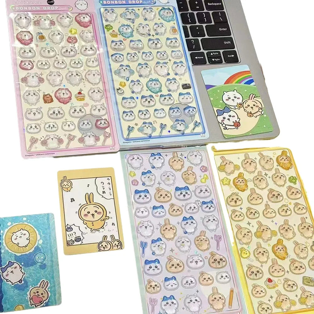 A collection of cute 3D jelly stickers featuring various cats and animals for crafting projects