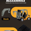 A desktop mini alloy remote control forklift with a hook and floor plate accessories.