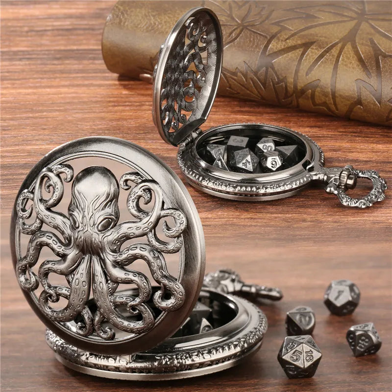 Octopus Pocket Watch Dice Set with Chain