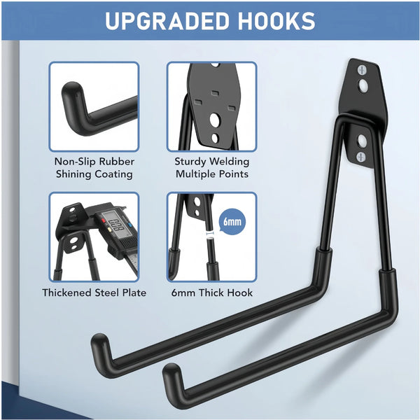 Heavy Duty Steel Wall Mount Hooks for Garage & Garden Organization