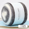 Roll of grey and white gradient yarn labeled Fairyland with a price tag
