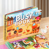 A colorful Travel Busy Book with animal themes and sticker activities for toddlers