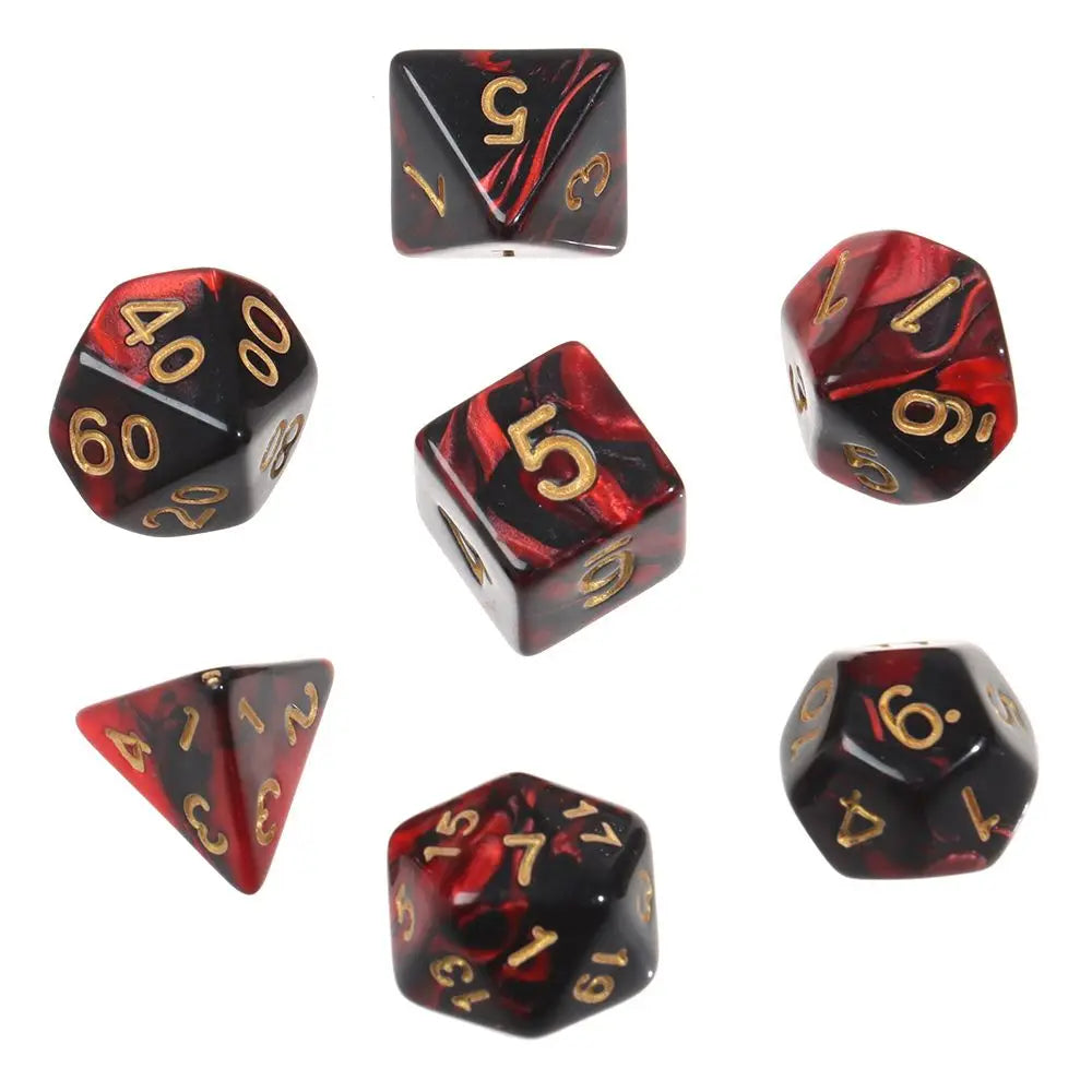 7-Piece Polyhedral Dice Set with Dual-Color Design for RPG and Tabletop Games