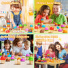 A collection of colorful ice cream-themed sorting and matching toys used for children's educational games.