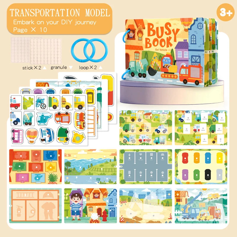 Montessori Quiet Book – Interactive Word Recognition & Early Learning Activity Book for Kids