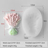 A silicone mold showing a pink flower arrangement and its finished size details.