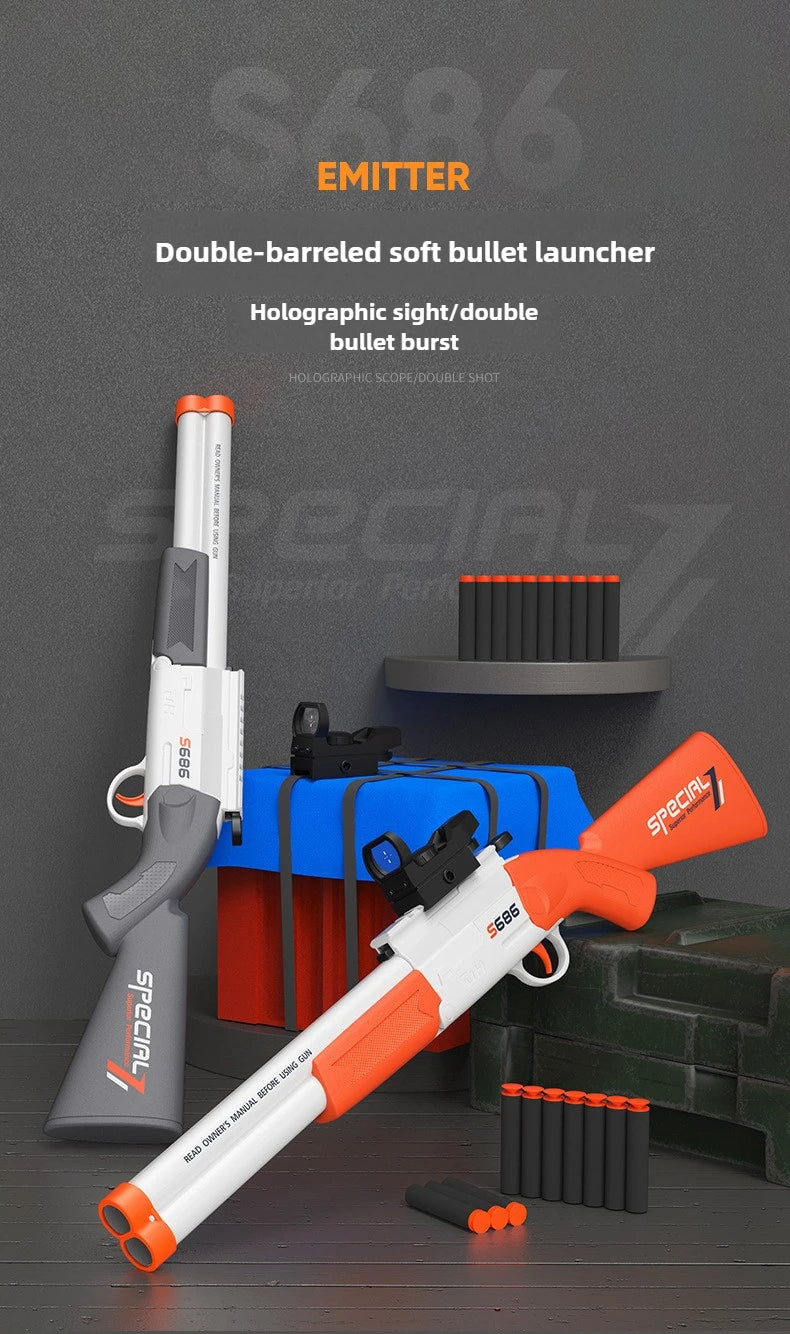 Double-Barrel Soft Bullet Toy Shotgun for Outdoor Play