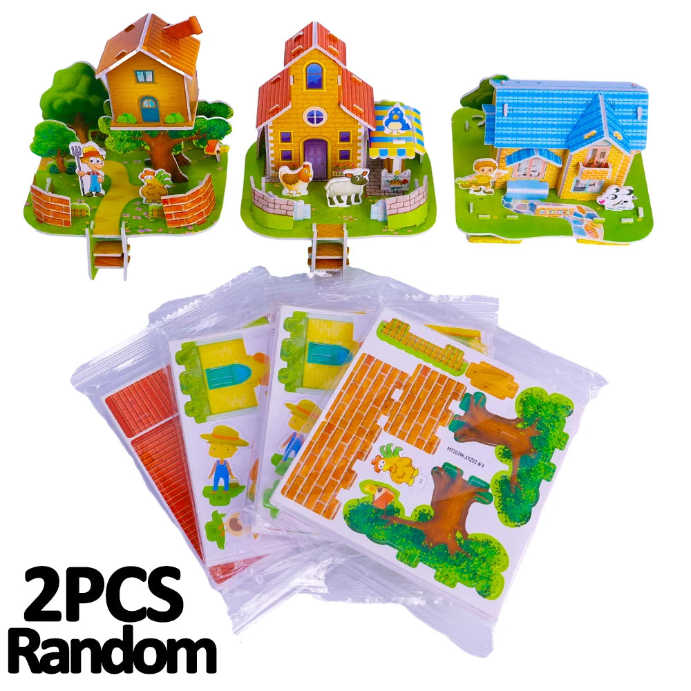 3D Building Puzzle Set for Kids – Educational DIY Paper Model Kit