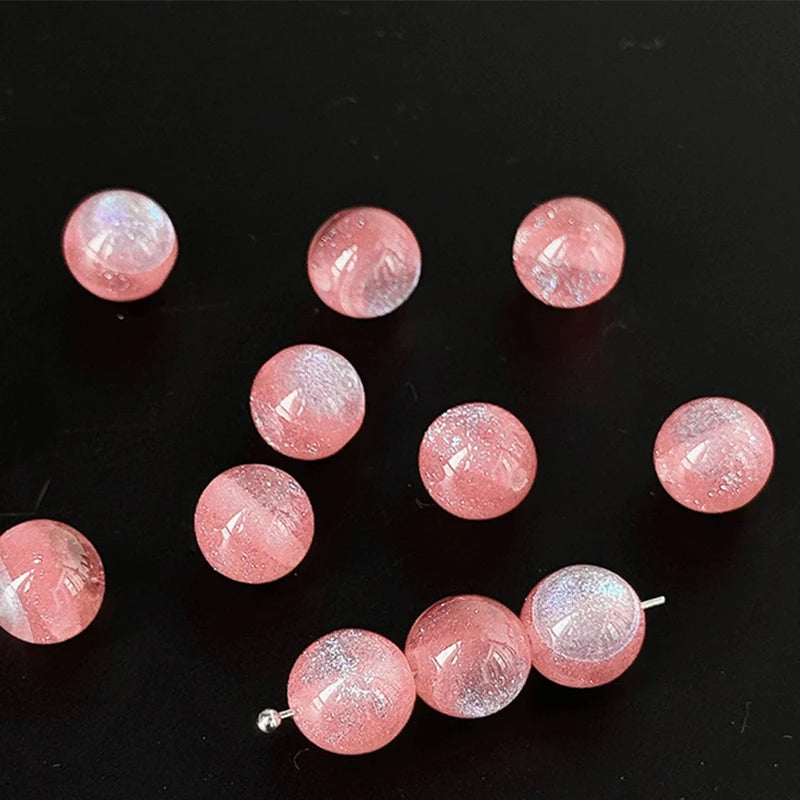 Fine Flashing Resin Beads, Round Loose Beads for Jewelry Making