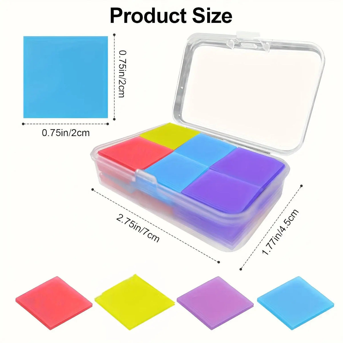 A set of eight colored silicone putty blocks for diamond painting or rhinestone application, shown in a clear plastic contain