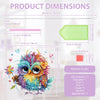 A detailed illustration of a colorful, bird-shaped acrylic pendant craft kit with various components.