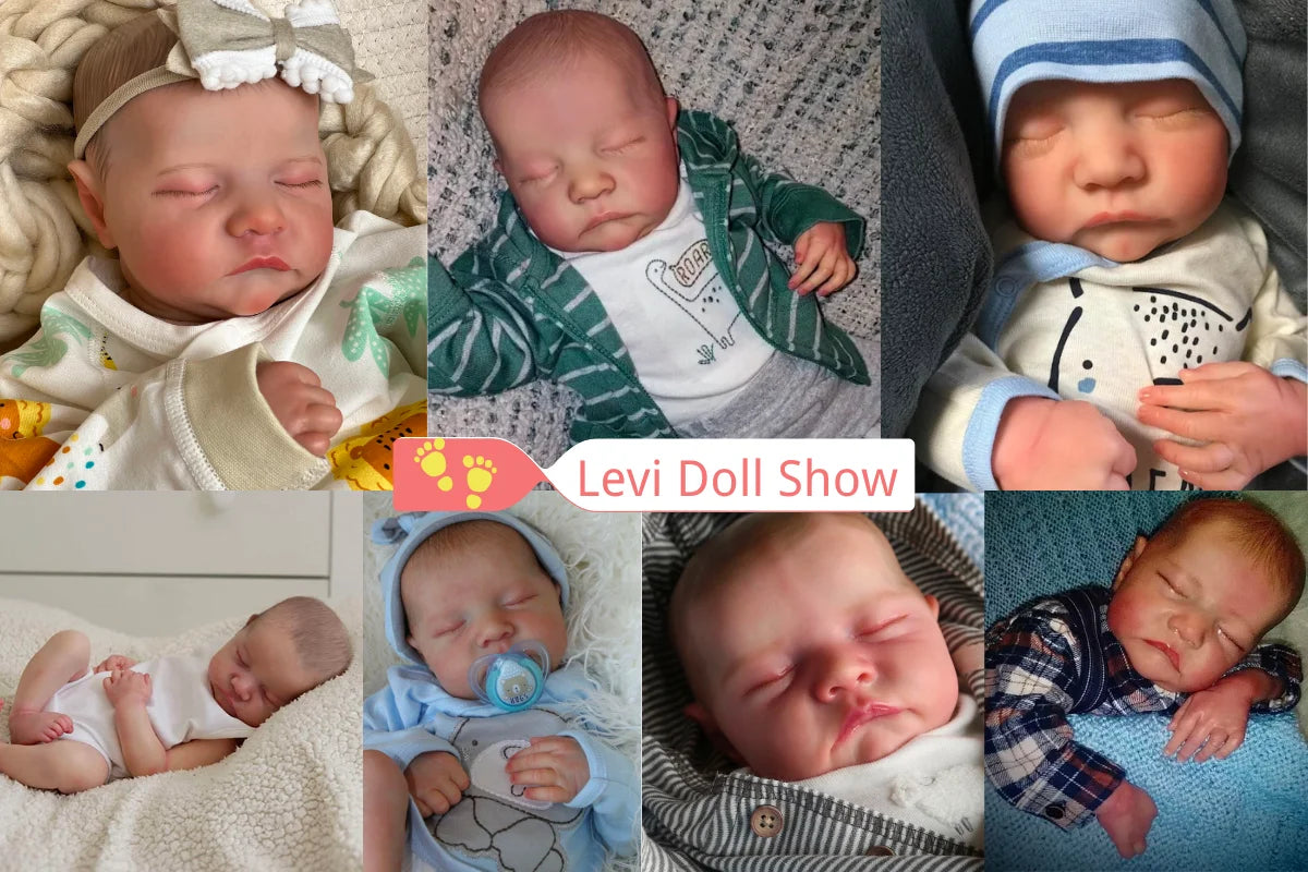A collage of realistic reborn baby dolls showing various poses and details.